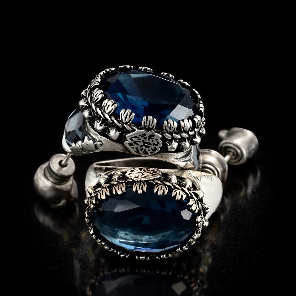 Silver and white vintage style earrings